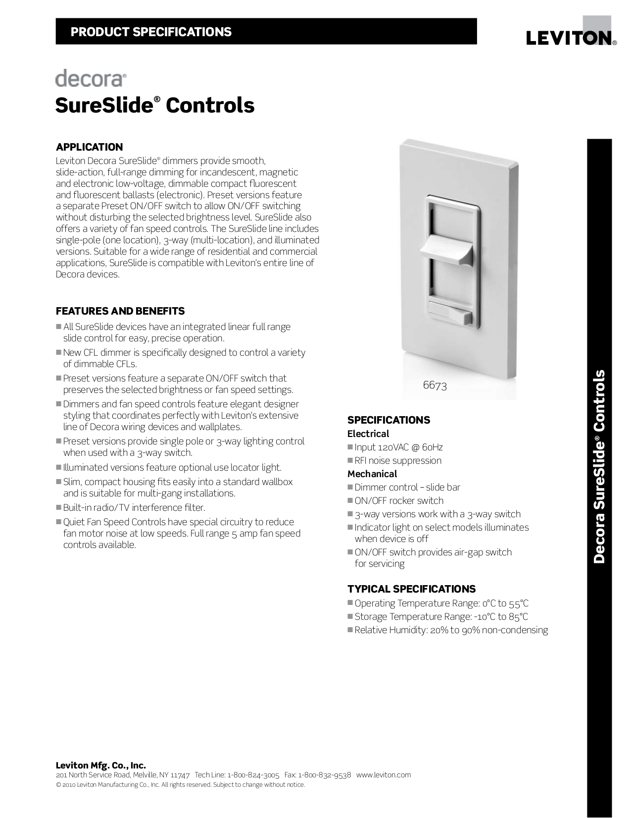 Download free pdf for Leviton SURESLIDE 6631L Dimmers Other manual